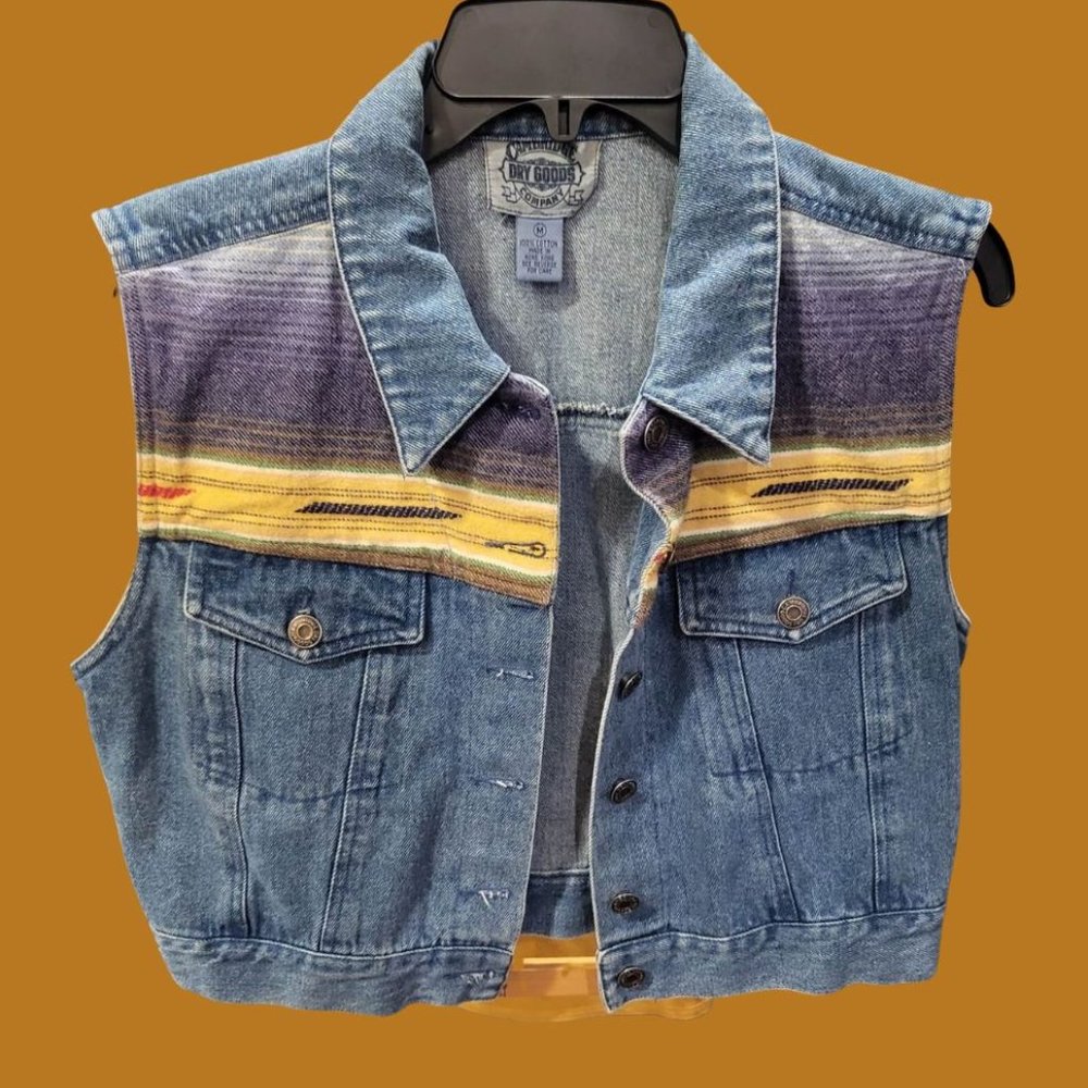Desert Style Cropped Denim Vest Medium